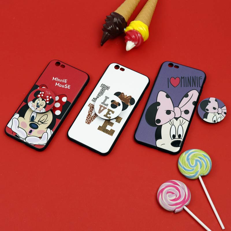 قاب فانتزی برجسته + پاپ سوکت طرح میکی موس iPhone 6/6s سری D