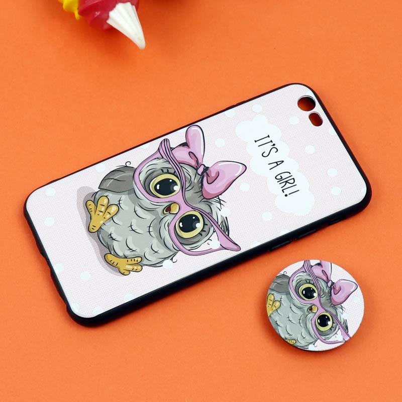 قاب فانتزی برجسته + پاپ سوکت طرح جغد iPhone 6/6s سری D