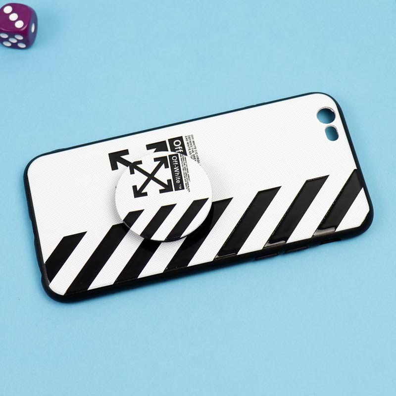 قاب فانتزی برجسته + پاپ سوکت طرح Off White آیفون iPhone 6/6s سری D