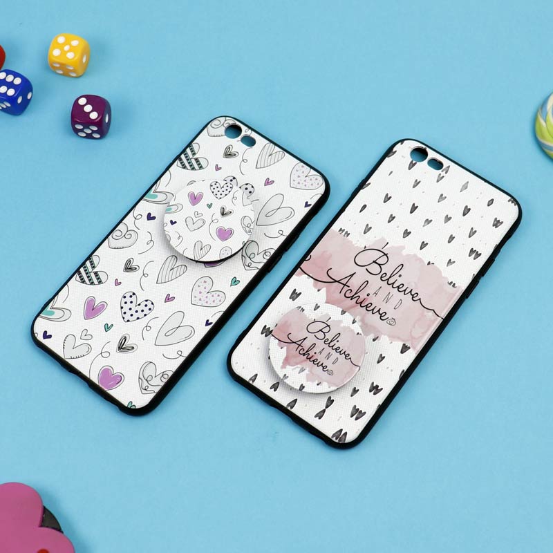 قاب فانتزی برجسته + پاپ سوکت طرح قلب iPhone 6/6s سری D