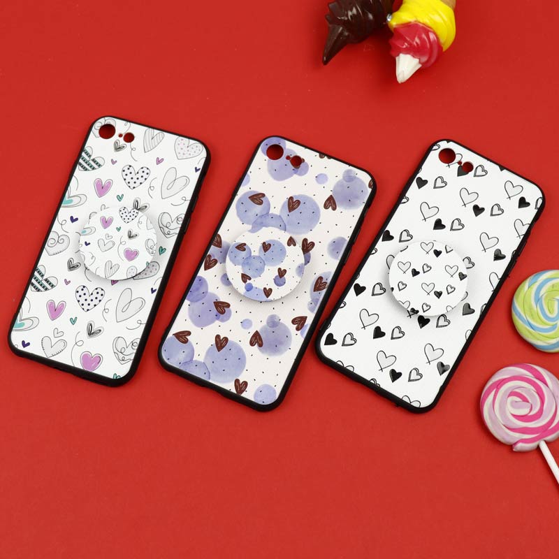 قاب فانتزی برجسته + پاپ سوکت طرح قلب iPhone 7/8/SE 2020 سری D