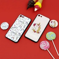 قاب فانتزی برجسته + پاپ سوکت طرح یونیکورن iPhone 7/8/SE 2020 سری D