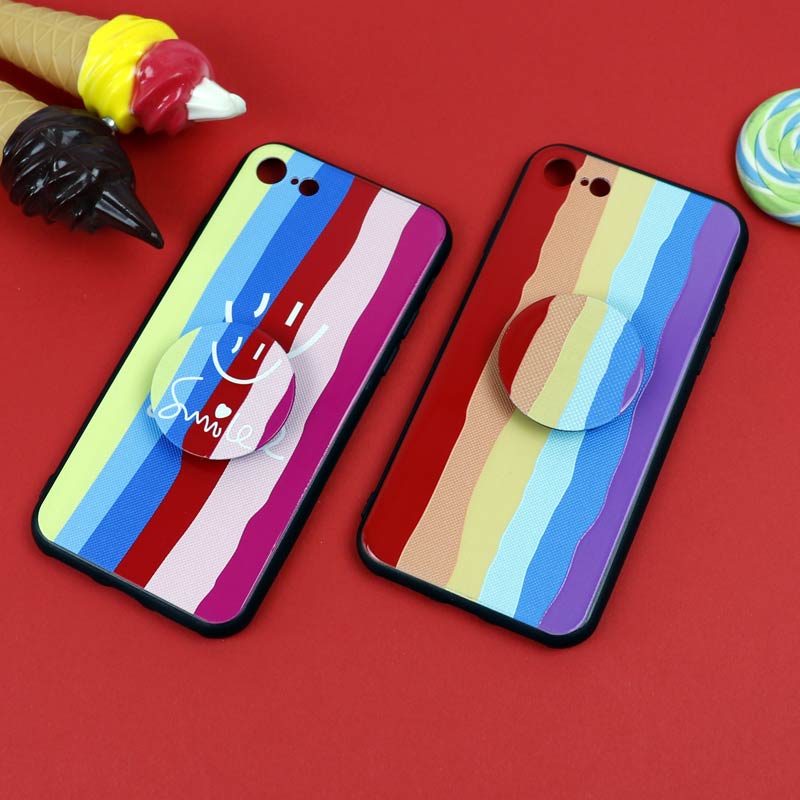 قاب فانتزی برجسته + پاپ سوکت طرح رنگین کمان iPhone 7/8 سری D