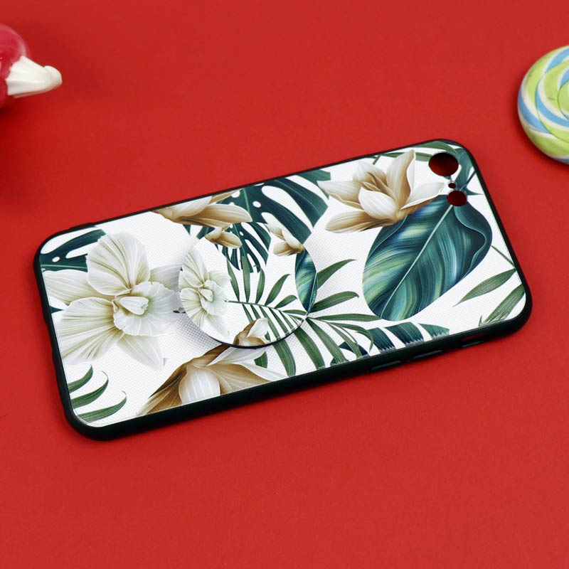 قاب فانتزی برجسته + پاپ سوکت طرح گل iPhone 7/8/SE 2020 سری D