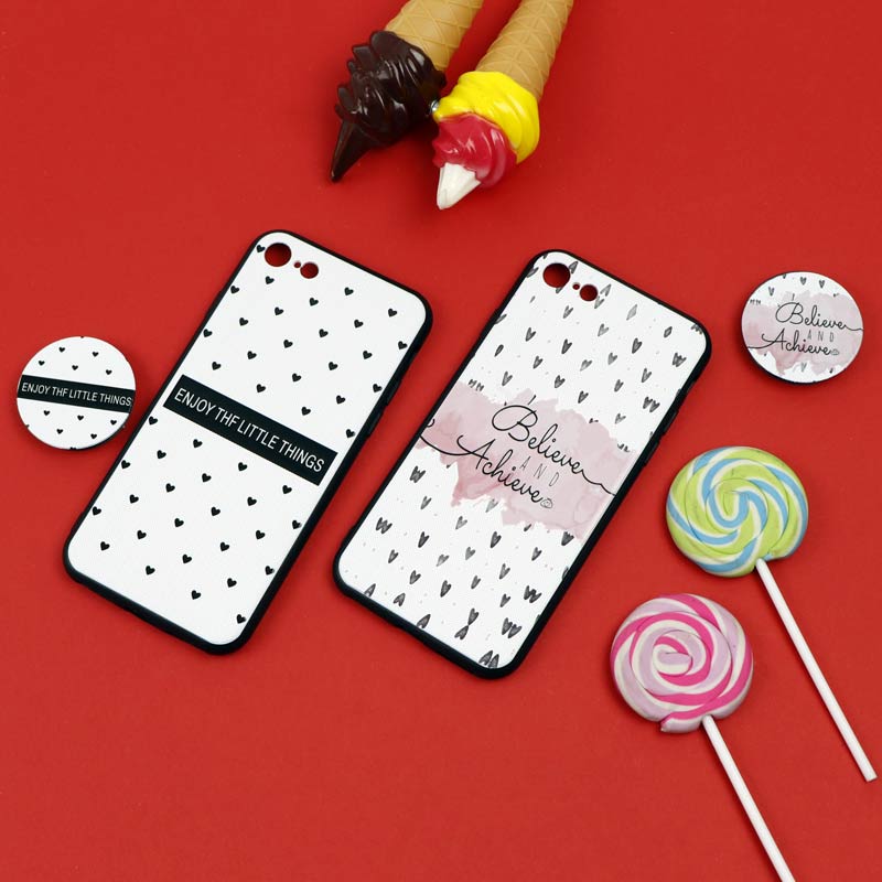 قاب فانتزی برجسته + پاپ سوکت طرح قلب iPhone 7/8/SE 2020 سری D