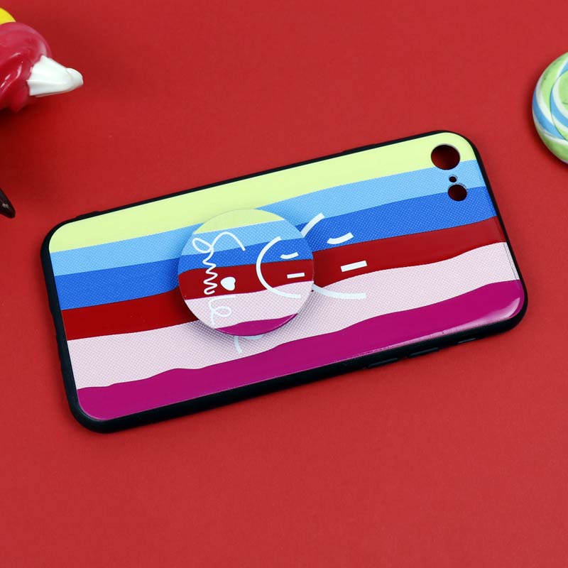 قاب فانتزی برجسته + پاپ سوکت طرح رنگین کمان iPhone 7/8 سری D