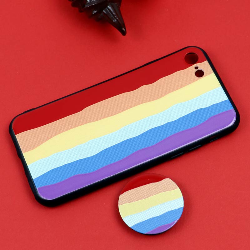 قاب فانتزی برجسته + پاپ سوکت طرح رنگین کمان iPhone 7/8 سری D