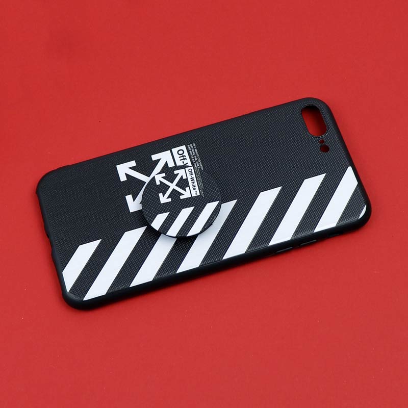 قاب فانتزی برجسته + پاپ سوکت طرح Off White آیفون iPhone 7 Plus / 8 Plus سری D