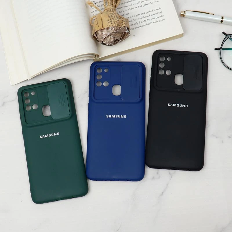 قاب سیلیکونی TPU محافظ لنزدار کشویی Samsung A21s دارک