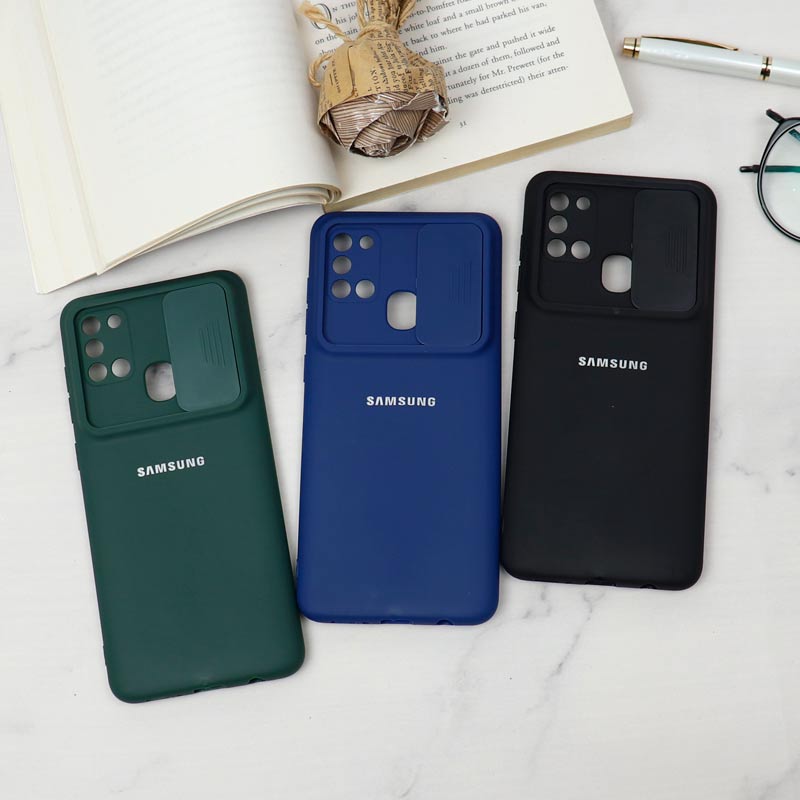 قاب سیلیکونی TPU محافظ لنزدار کشویی Samsung A21s دارک