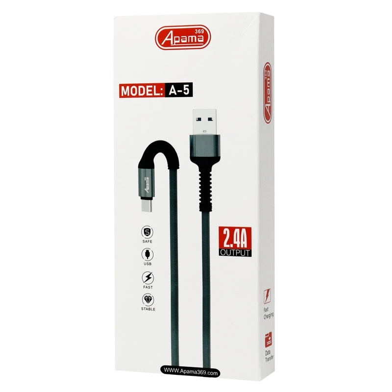 کابل آیفونی فست شارژ APAMA 369 A-5 2.4A 1m