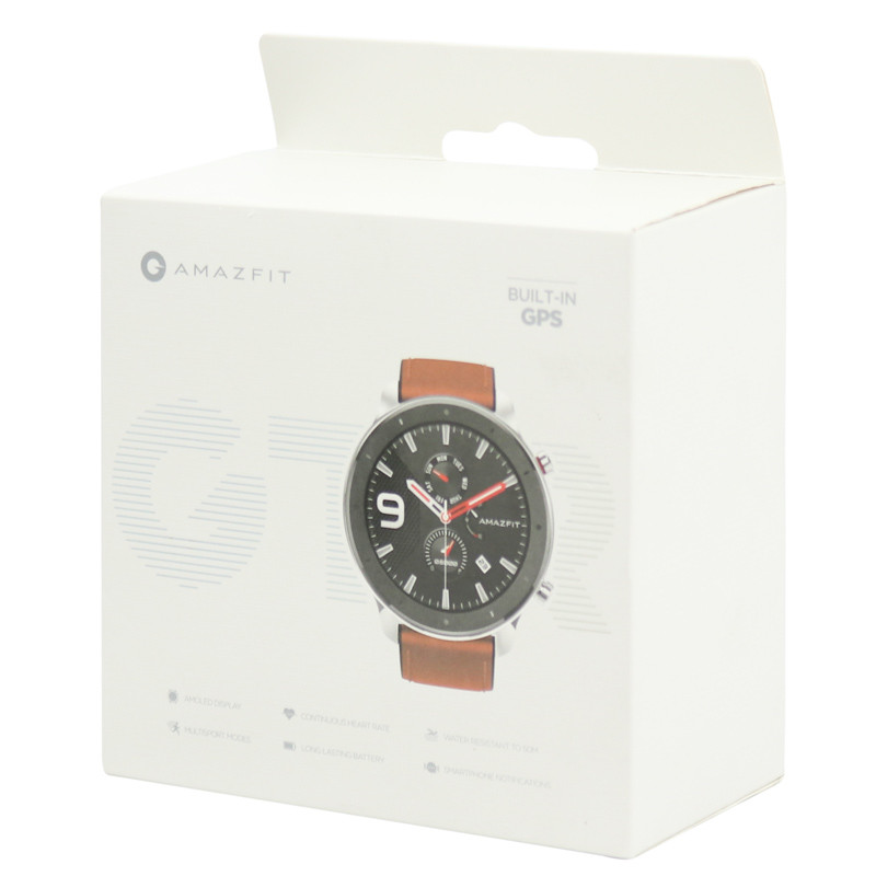 ساعت هوشمند امیزفیت Amazfit GTR 47mm Stainless steel بند قهوه ای