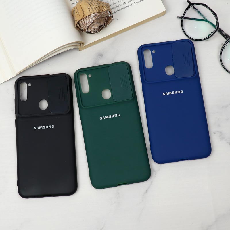 قاب سیلیکونی TPU محافظ لنزدار کشویی Samsung A11 دارک