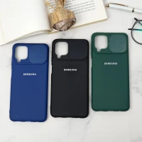 قاب سیلیکونی TPU محافظ لنزدار کشویی Samsung A12 دارک