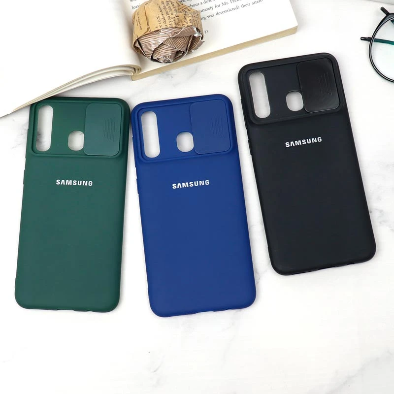 قاب سیلیکونی TPU محافظ لنزدار کشویی Samsung A20 دارک