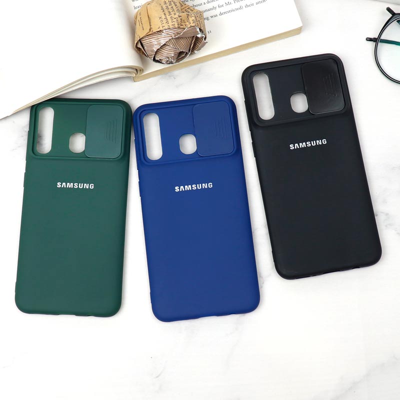 قاب سیلیکونی TPU محافظ لنزدار کشویی Samsung A20 دارک