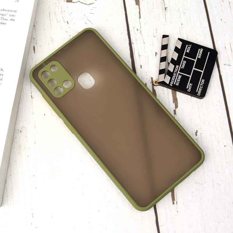 قاب PC مات محافظ لنز دار Samsung A21s سبز