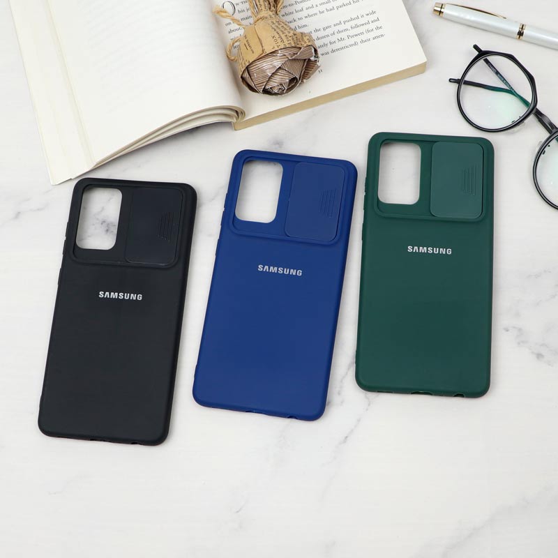قاب سیلیکونی TPU محافظ لنزدار کشویی Samsung A72 دارک