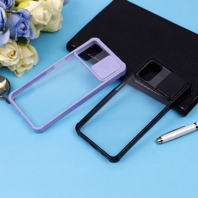 قاب PC شفاف ضربه گیر محافظ لنزدار کشویی Xiaomi Poco M3