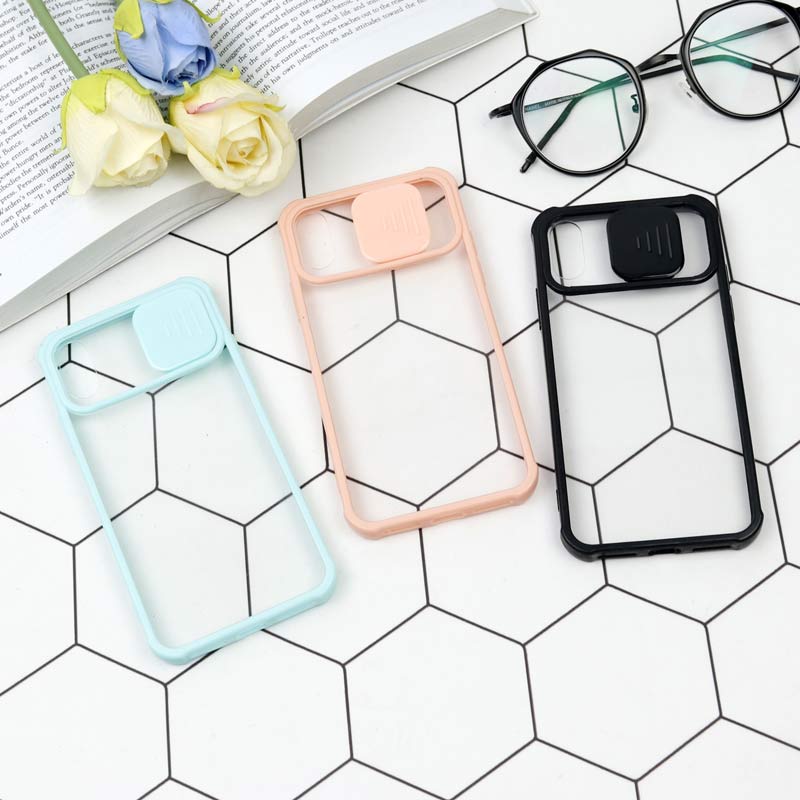 قاب PC شفاف ضربه گیر محافظ لنزدار کشویی iPhone X/XS