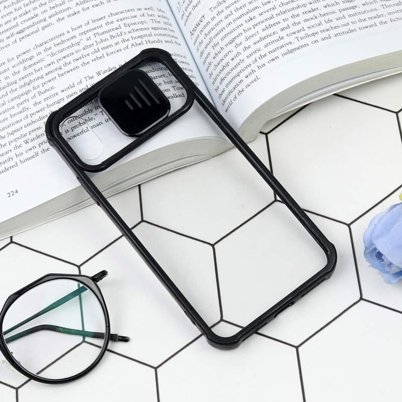 قاب PC شفاف ضربه گیر محافظ لنزدار کشویی iPhone X/XS