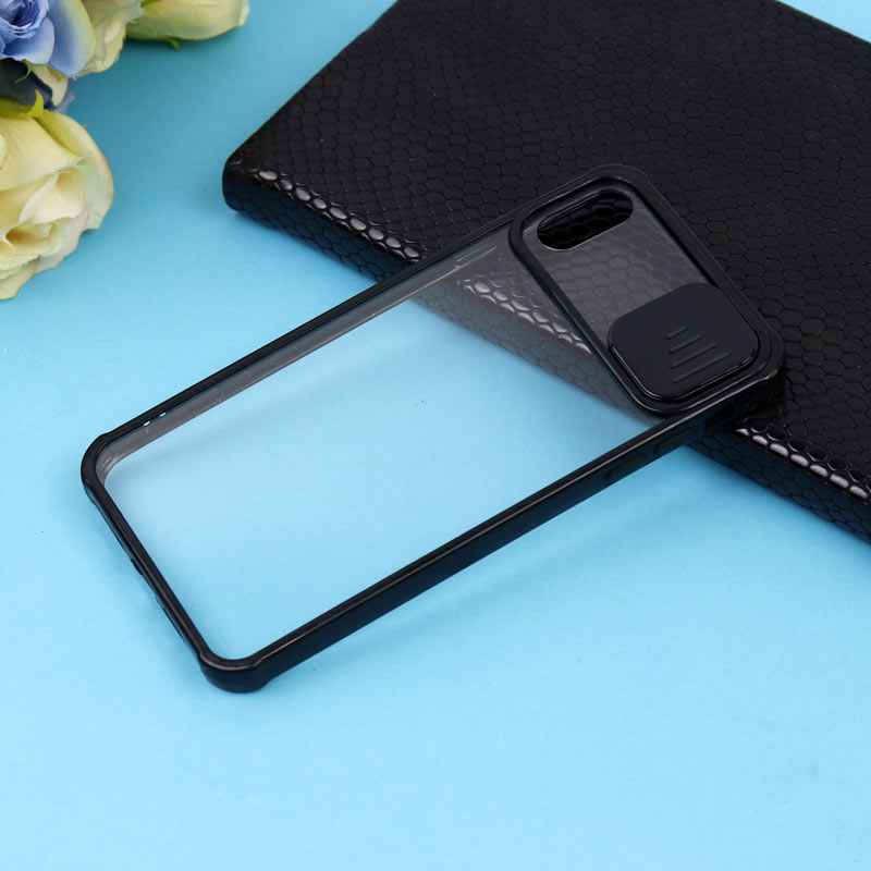 قاب PC شفاف ضربه گیر محافظ لنزدار کشویی iPhone XS Max