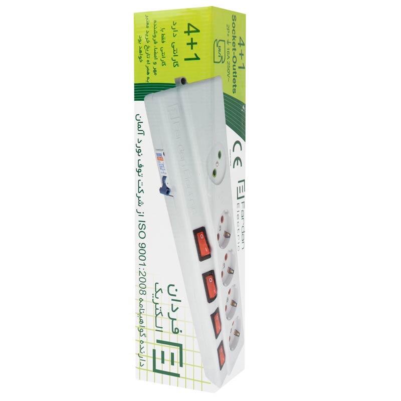 چند راهی 4+1 خانه ارت دار فردان الکتریک با کابل 5 متری مدل 30903