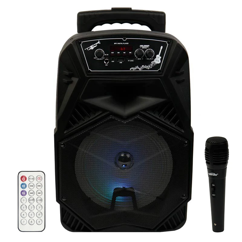 اسپیکر چمدانی بلوتوثی رم و فلش خور JBK-0806S + میکروفون و ریموت کنترل