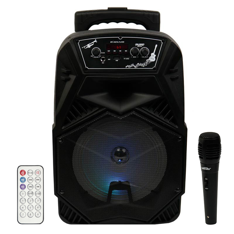 اسپیکر چمدانی بلوتوثی رم و فلش خور JBK-0806S + میکروفون و ریموت کنترل