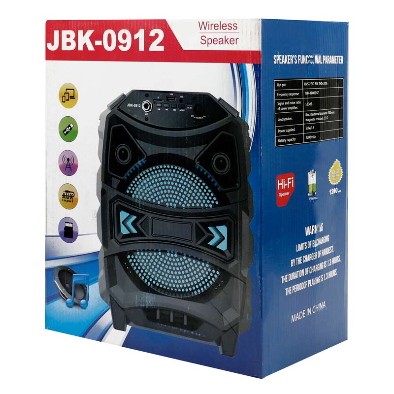 اسپیکر چمدانی بلوتوثی رم و فلش خور JBK-0912