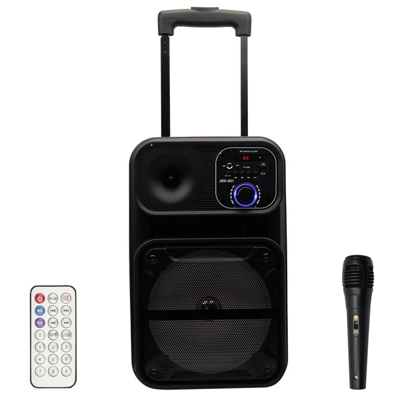 اسپیکر چمدانی بلوتوثی رم و فلش خور JBK-801 + میکروفون و ریموت کنترل