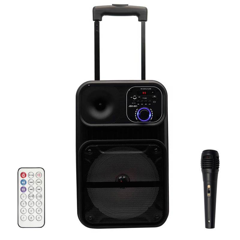 اسپیکر چمدانی بلوتوثی رم و فلش خور JBK-801 + میکروفون و ریموت کنترل