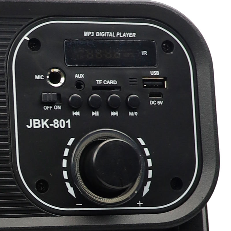 اسپیکر چمدانی بلوتوثی رم و فلش خور JBK-801 + میکروفون و ریموت کنترل