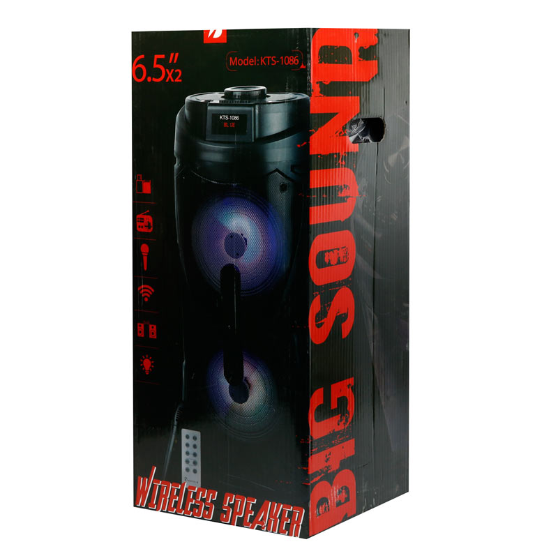 اسپیکر چمدانی بلوتوثی رم و فلش خور KTS-1086 + میکروفون و ریموت کنترل