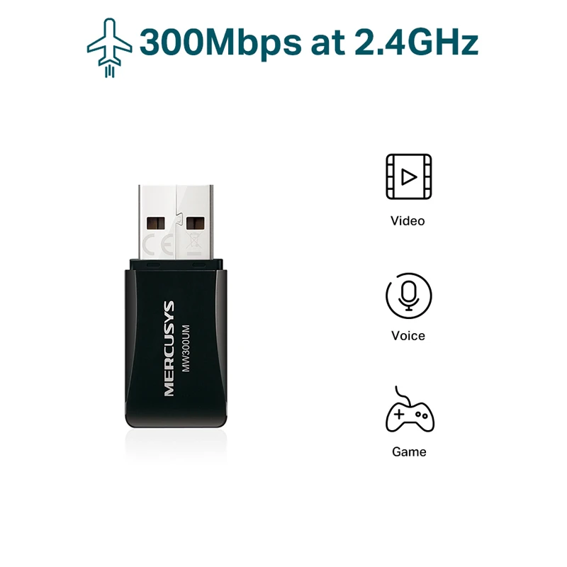 کارت شبکه بی سیم Mercusys N300 MW300UM 300Mbps