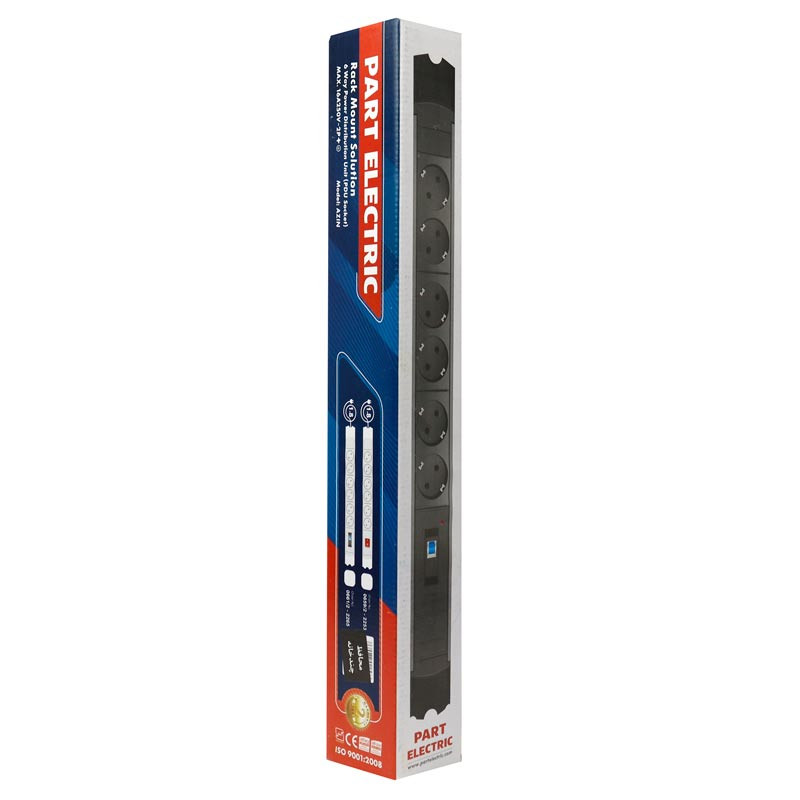 محافظ برق صوتی تصویری 6 خانه ارت دار پارت الکتریک با کابل 1/8 متری Part Electric PE5834