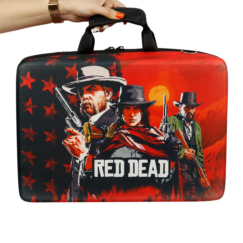کیف کنسول بازی PS5 طرح Red Dead Redemption زمینه قرمز