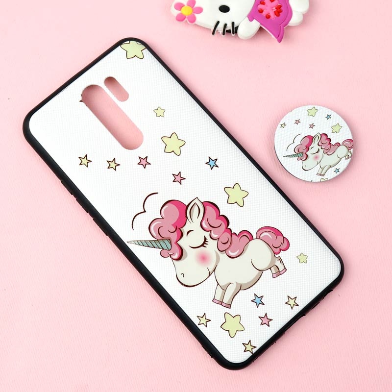 قاب فانتزی برجسته + پاپ سوکت طرح یونیکورن شیائومی Redmi 9 سری D