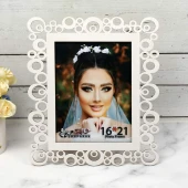 قاب عکس شاپرک طرح دایره ای سفید 21*16 سانتی متر