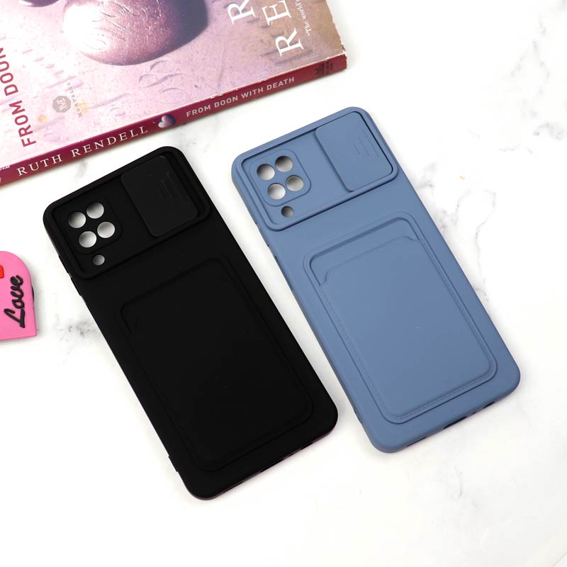 قاب سیلیکونی محافظ لنزکشویی جاکارتی دار Samsung A12 دارک