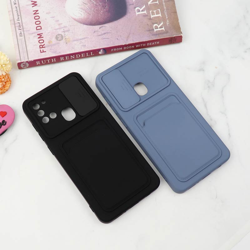 قاب سیلیکونی محافظ لنزکشویی جاکارتی دار Samsung A21s دارک