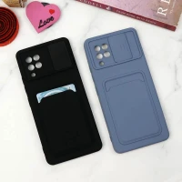 قاب سیلیکونی محافظ لنزکشویی جاکارتی دار Samsung Galaxy A42 5G دارک