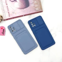 قاب سیلیکونی محافظ لنزکشویی جاکارتی دار Samsung A51 دارک