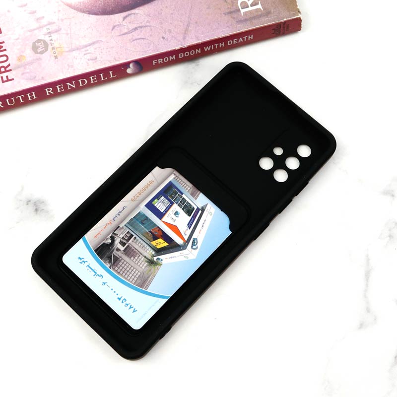 قاب سیلیکونی محافظ لنزکشویی جاکارتی دار Samsung A51 دارک