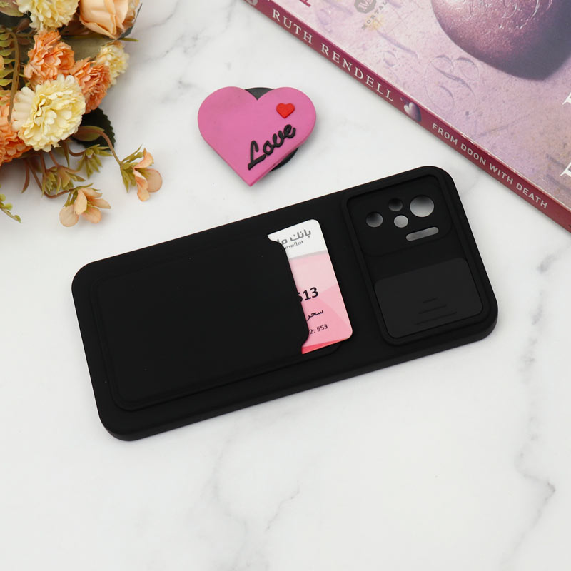 قاب سیلیکونی جاکارتی دار محافظ لنزکشویی Xiaomi Redmi Note 10 دارک