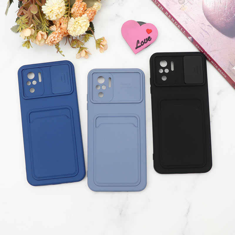 قاب سیلیکونی جاکارتی دار محافظ لنزکشویی Xiaomi Redmi Note 10 دارک