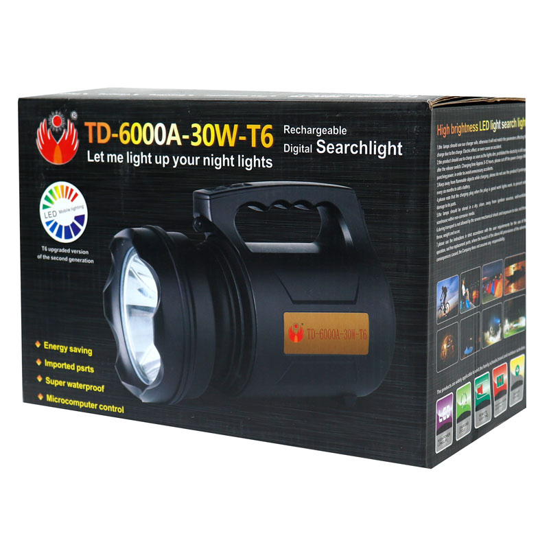 چراغ قوه شارژی TD-6000A-30W-T6