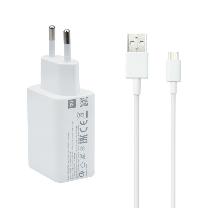 شارژر دیواری فست شارژ Xiaomi Note 9S QC3 22.5W سرجعبه + کابل Type-C و جعبه گوشی