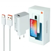 شارژر دیواری فست شارژ Xiaomi Redmi Note 9 Pro 3A QC3 PD 33W سرجعبه + کابل Type-C و جعبه گوشی