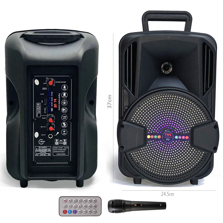 اسپیکر چمدانی بلوتوثی رم و فلش خور ALP-801 + میکروفون و ریموت کنترل